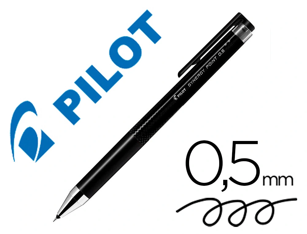 Boligrafo Pilot Synergy Point Retractil Sujecion de Caucho Tinta Gel 0,5 mm Negro