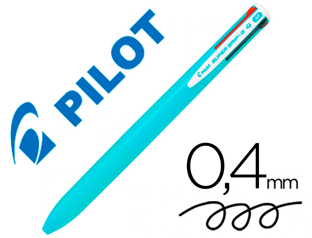Boligrafo Pilot Super Grip g 4 Colores Retractil Sujecion de Caucho Tinta Base de Aceite Cuerpo Color Azul