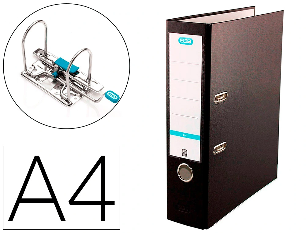 Archivador de Palanca Elba Top Carton Compacto Polipropileno con Rado DIN A4 Lomo de 80 mm Negro