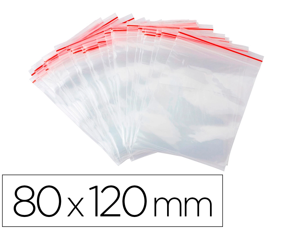 Bolsa Plastico Autocierre Q-Connect 80x120 mm Paquete de 100 Unidades