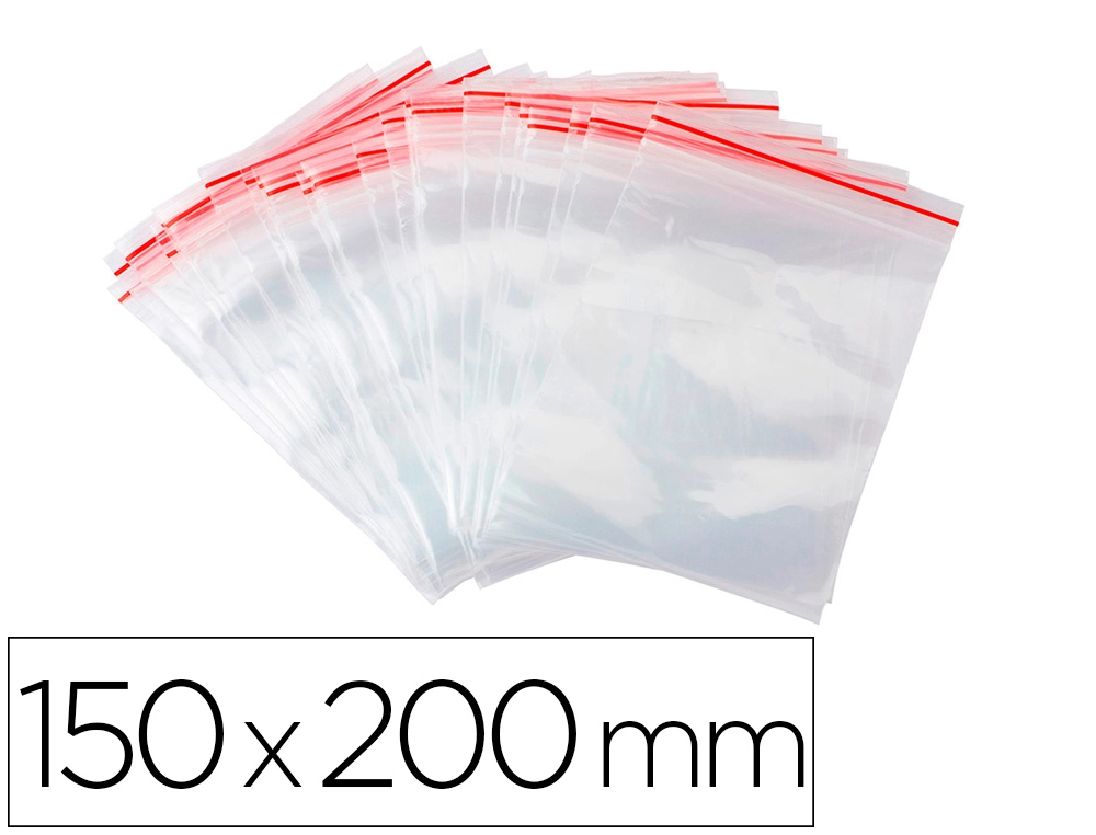Bolsa Plastico Autocierre Q-Connect 150x200 mm Paquete de 100 Unidades