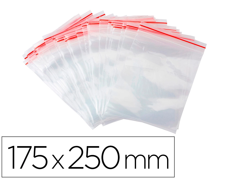 Bolsa Plastico Autocierre Q-Connect 175x250 mm Paquete de 100 Unidades