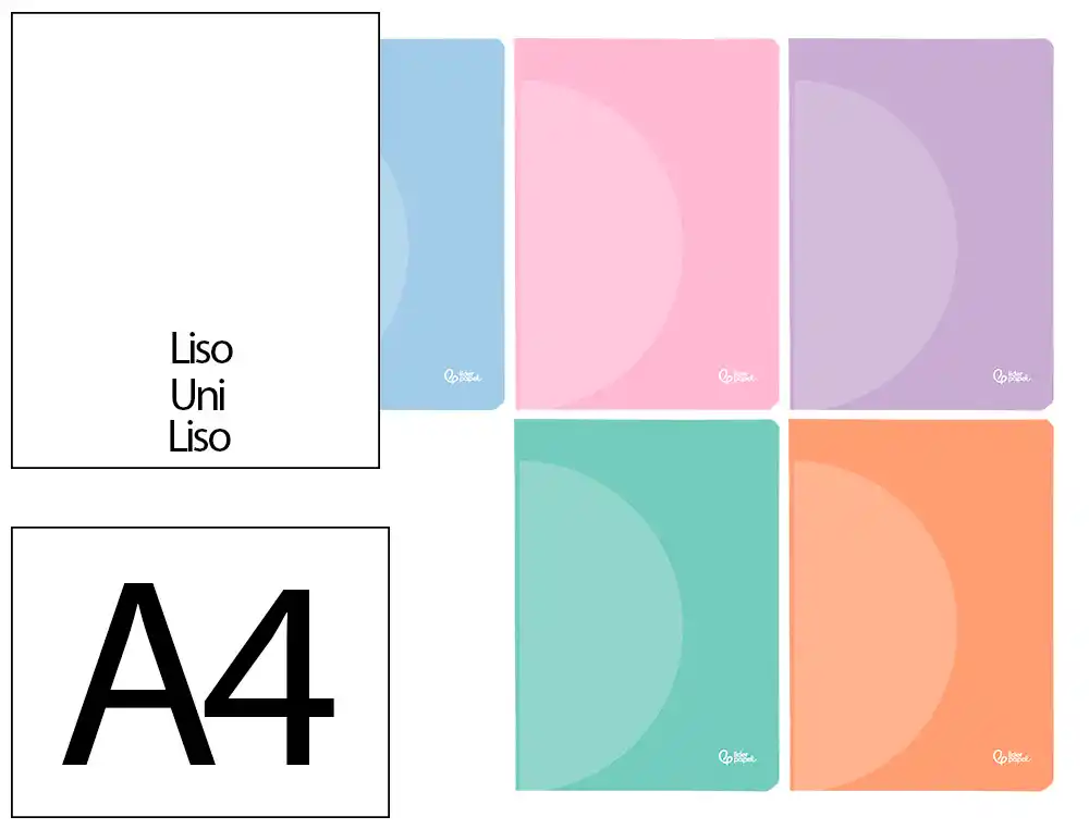 Libreta Liderpapel 360 Tapa de Plastico A4 48 Hojas 90gr Liso sin Margen Colores Pastel Surtidos