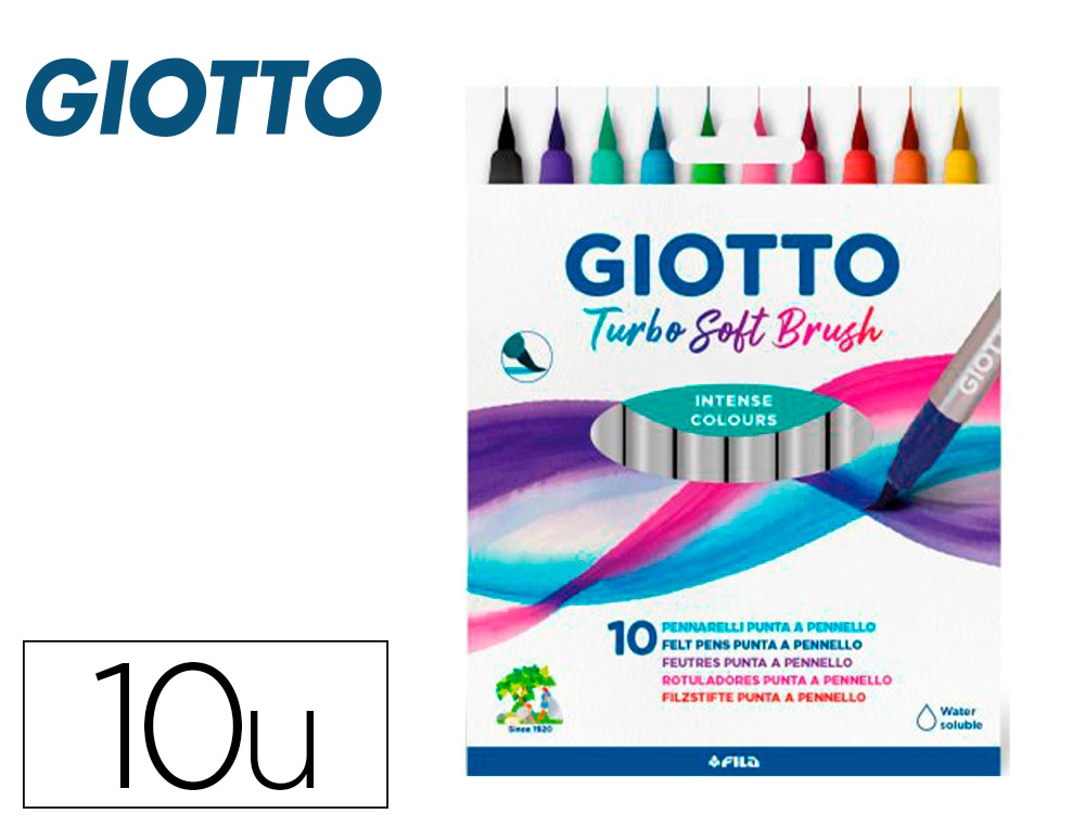 Rotulador Giotto Turbo Soft Brush Punta de Pincel Caja de 10 Unidades Colores Surtidos
