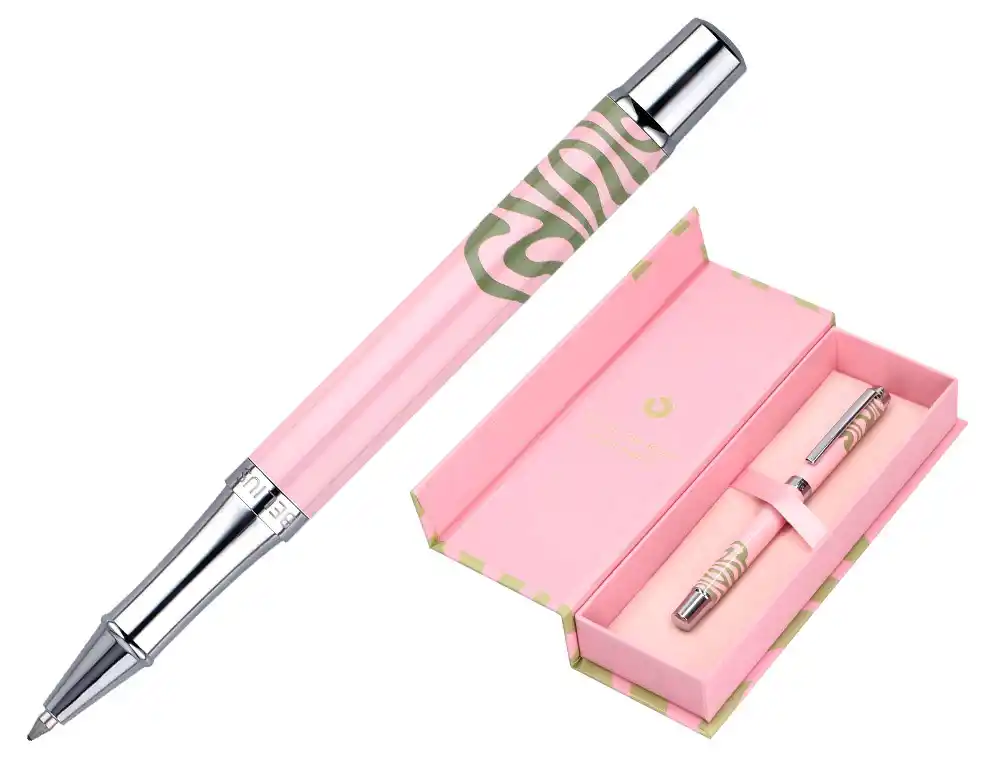 Roller Belius Ink Dreams Aluminio Color Rosa y Verde Matcha Plateado Frase Interior Tinta Negra Caja de Diseño