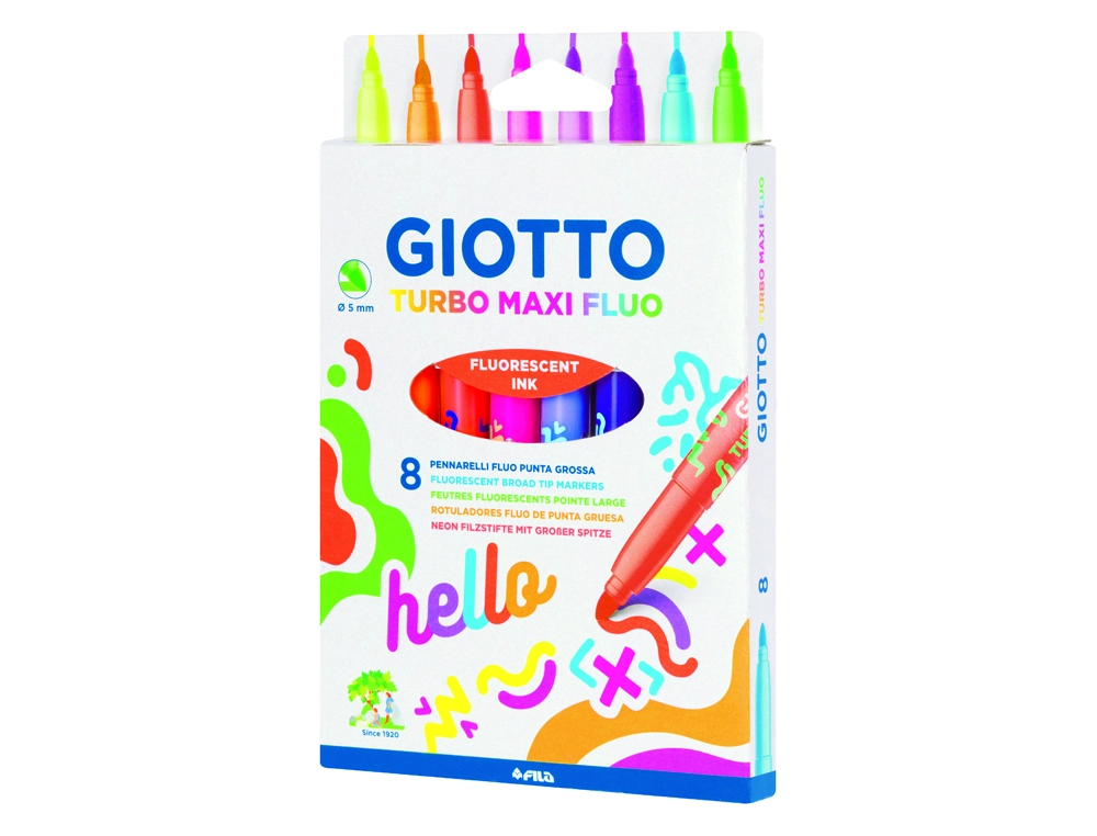 Rotulador Giotto Turbo Maxi Fluo Caja de 8 Unidades Colores Surtidos