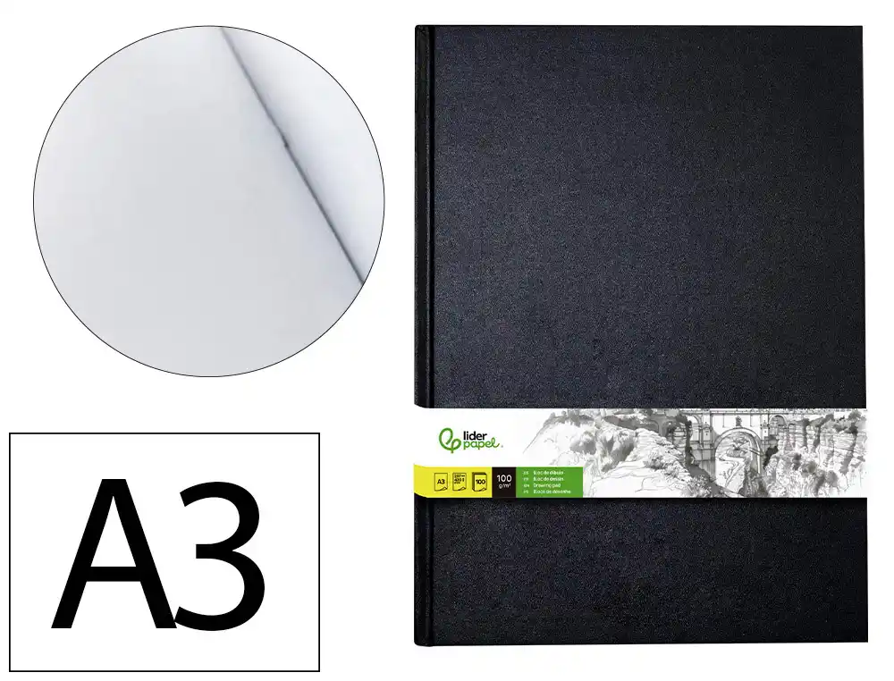 Bloc Dibujo Liderpapel Esbozos Encuadernado DIN A3 420x297 mm 100 Hojas 100 Gr/m2