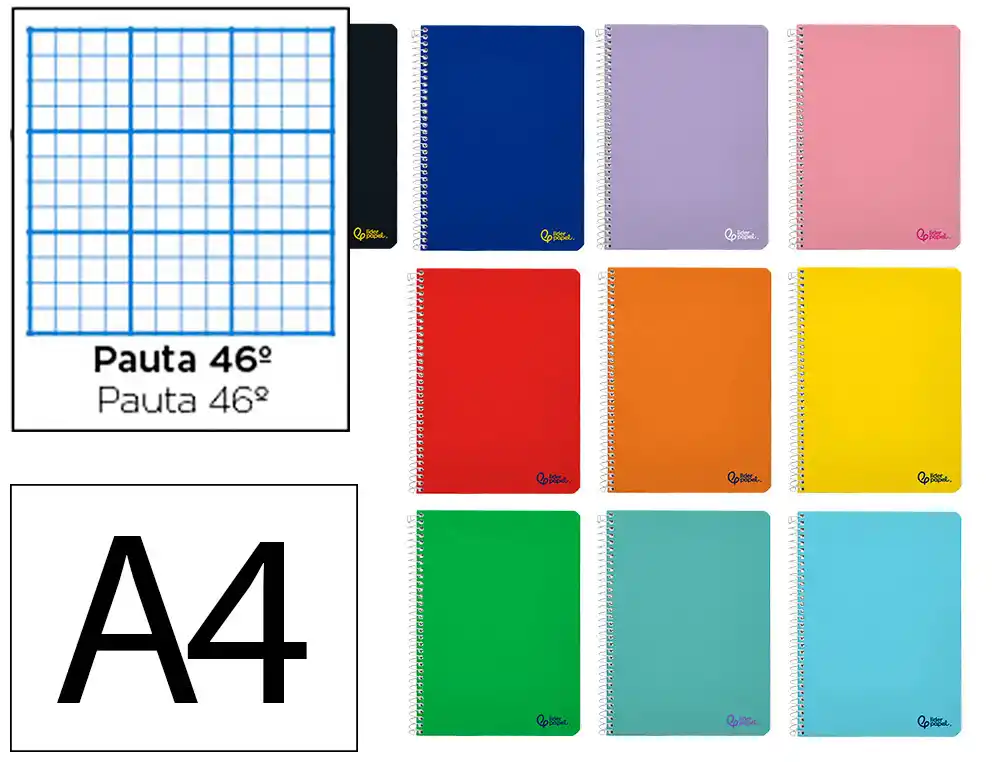 Cuaderno Espiral Liderpapel A4 Smart Tapa Blanda 80h 75gr Rayado Nº46 Colores Surtidos