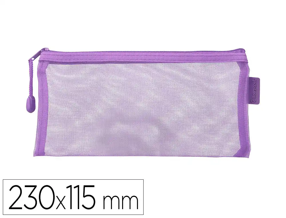 Bolsa zipper bag liderpapel poliester transpirable multiusos ticket 230x115 mm morado pastel