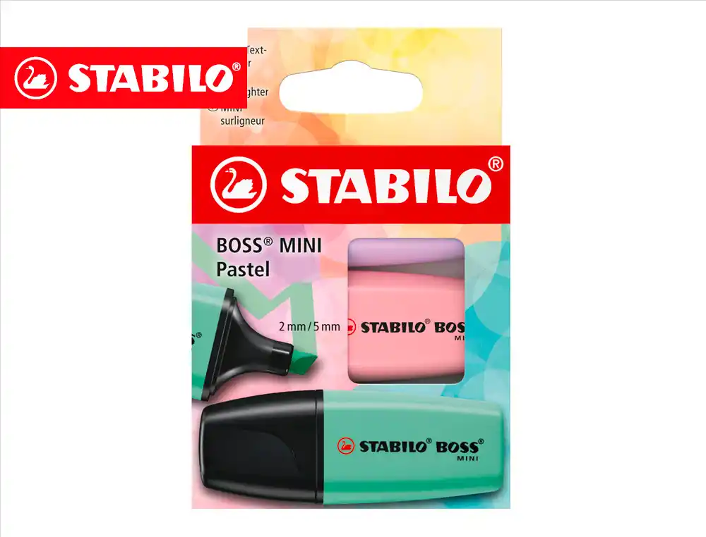 Rotulador Stabilo Boss Fluorescente Mini Pastel Estuche de 3 Unidades Colores Surtidos