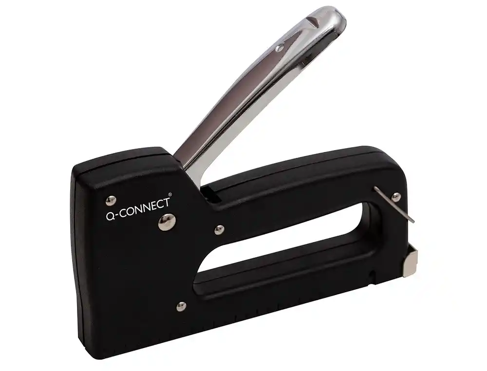 Grapadora Q-Connect Clavadora Manual Ligera con Cuerpo de Plastico Resistente Color Negro Usa Grapas 23/6-8