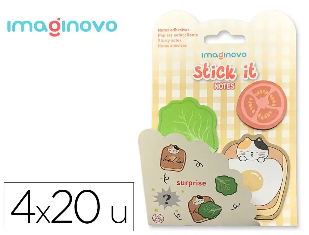 Bloc Notas Adhesivas Imaginovo Surprise Pegatina Sorpresa 20 Hojas Tamaños Surtidos Amarillo