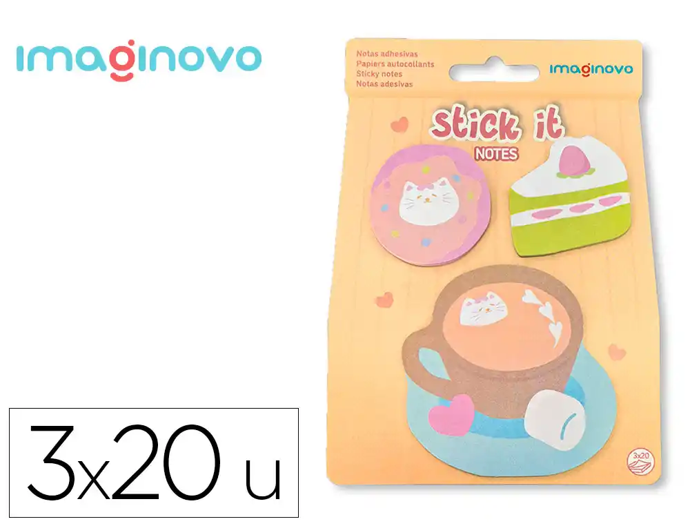 Bloc Notas Adhesivas Imaginovo Foodies Cafe 20 Hojas Tamaños Surtidos