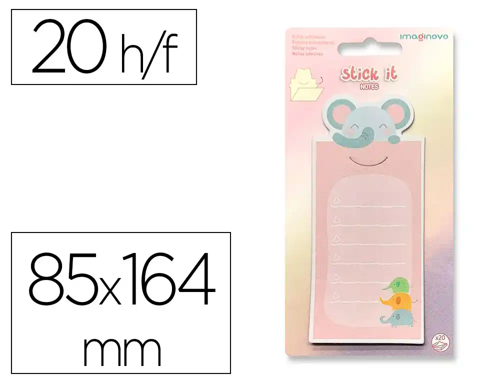 Bloc Notas Adhesivas Imaginovo Letter con Mensaje Trasero Elefante 20 Hojas 85x164 mm
