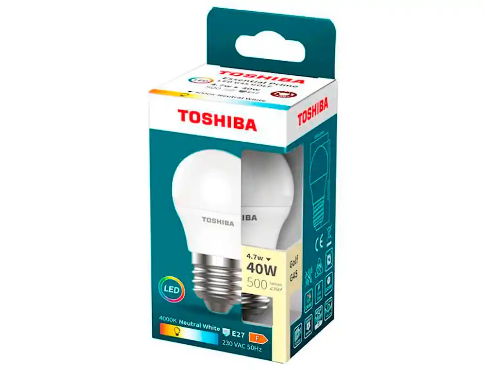 Bombilla LED Toshiba Essential g45 e27 4.7w Luz Neutra 4000k