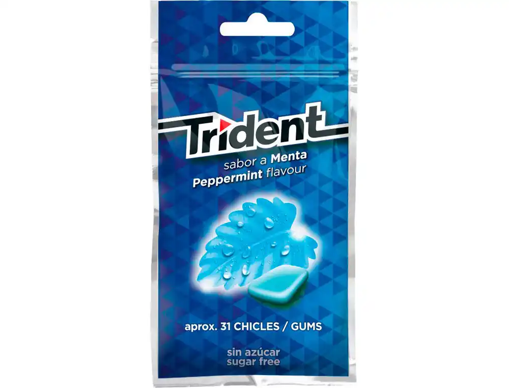 Chicle Trident Grageas Sabor Menta sin Azucar Bolsa de 43,5 gr