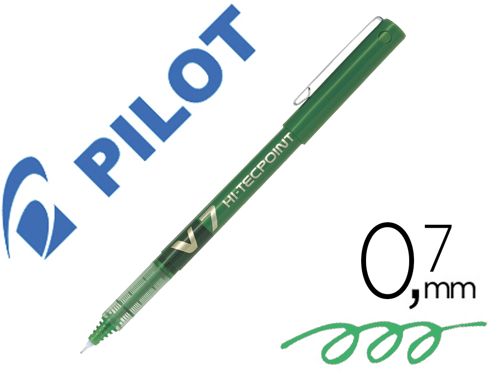 Rotulador Pilot Punta Aguja V-7 Verde 0.7 mm
