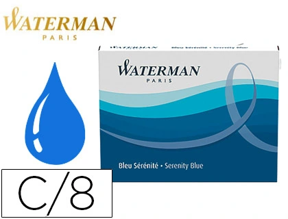 Tinta Estilografica Waterman Serenity Blue Caja de 8 Cartuchos Standard Largos