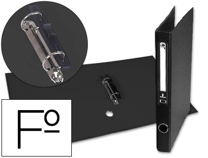 Carpeta de 2 Anillas 25mm Mixt As Liderpapel Folio Forrado Papercoat con Ollao y Tarjetero Color Negro