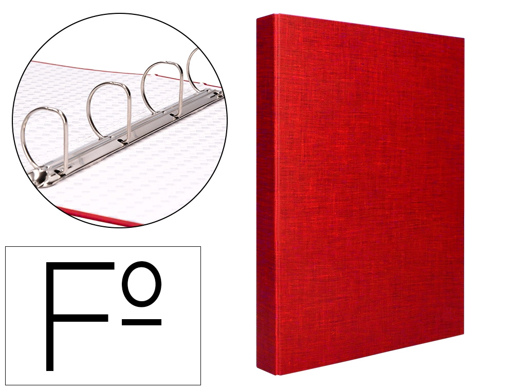 Carpeta de 4 Anillas 40mm Mixtas Liderpapel Folio Carton Forrado Paper Coat Color Rojo