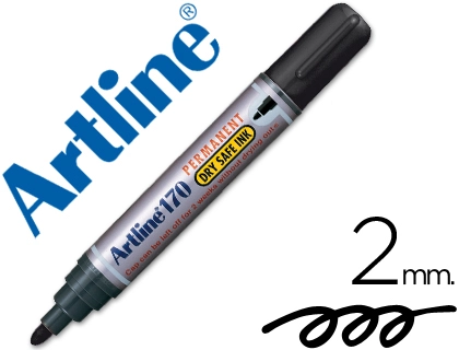 Rotulador Artline Marcador Permanente 170 Negro Punta Redonda 2 mm Antisecado