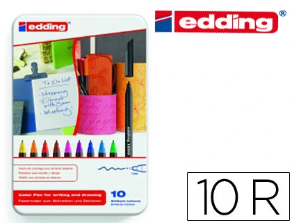 Rotulador Edding Punta Fibra 1200 Caja Metalica 10 Unidades Colores Surtidos Punta Redonda 0,5 mm