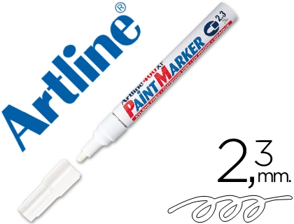 Rotulador Artline Marcador Permanente Ek-400 Xf Blanco Punta Redonda 2.3 mm Metal Caucho y Plastico
