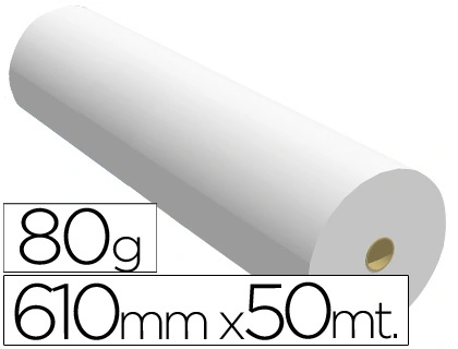 Papel Reprografia para Plotter 610mmx50mt 80gr Impresion Ink-Jet