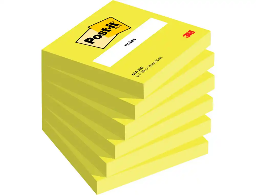 Bloc de Notas Adhesivas Quita y Pon Post-it 76x76 mm Verde Neon con 100 Hojas