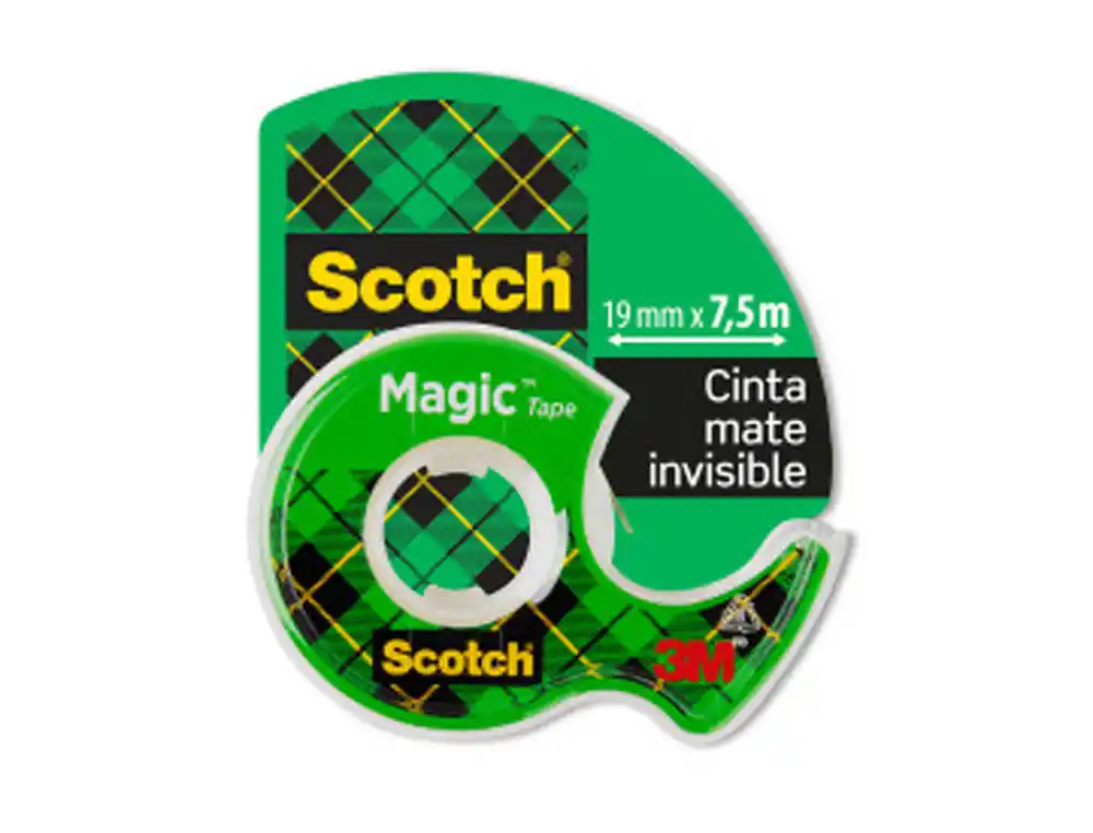 Cinta Adhesiva Scotch Magic Invisible 7,5 mt x 19 mm en Portarrollo