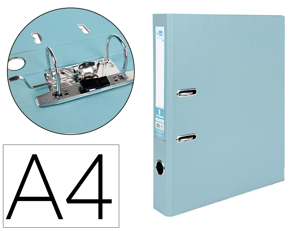 Archivador de Palanca Liderpapel A4 Documenta Forrado PVC con Rado Lomo 52mm Gris Compresor Metalico