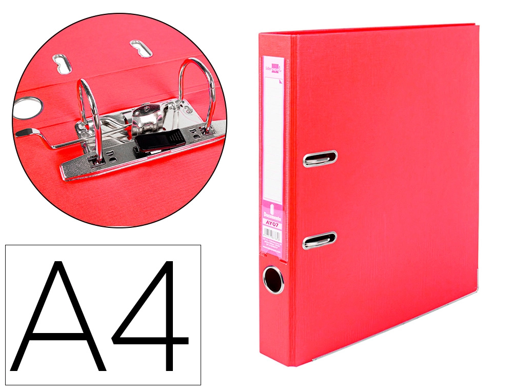Archivador de Palanca Liderpapel A4 Documenta Forrado PVC con Rado Lomo 52mm Rojo Compresor Metalico