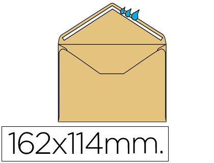 Sobre Liderpapel N.23 Crema c6 114x162 mm Engomado Solapa de Pico Caja de 500 Unidades