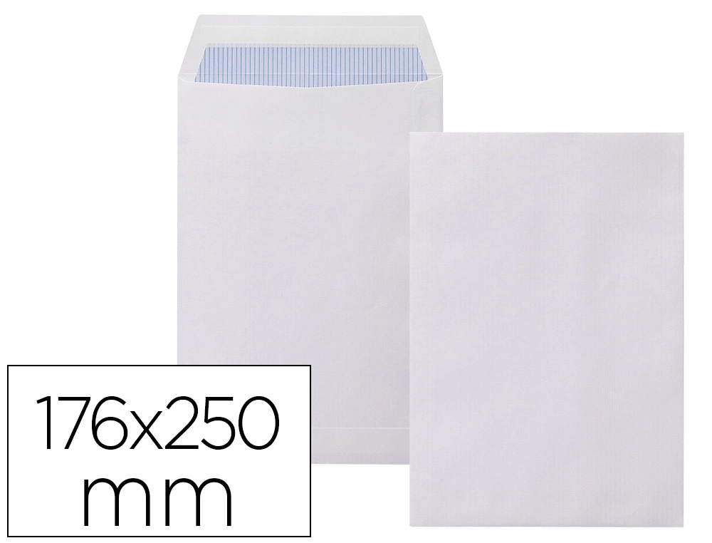 Sobre Liderpapel Bolsa N.15 Blanco B5 176x250 mm Tira de Silicona Caja de 500 Unidades