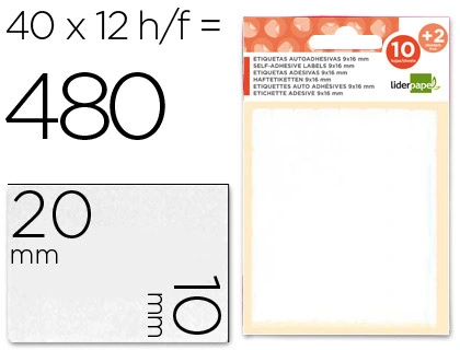 Etiquetas Liderpapel Sobre de 10 H. + 2 H. Obsequio 10x20 mm -35 Unidades por Hoja