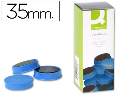 Iman para Sujecion Q-Connect Ideal para Pizarras magneticas35 mm Azul Caja de 10 Unidades
