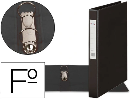 Carpeta 2 Anillas 40 mm Plastico Pardo Folio Negro