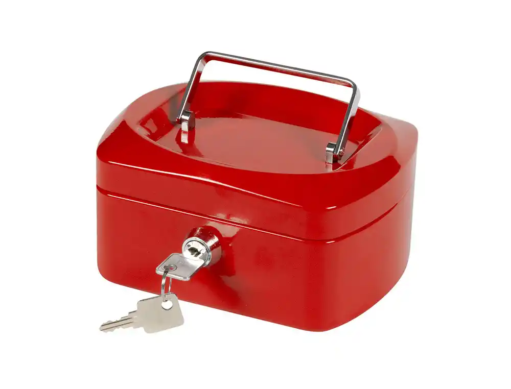 Caja Caudales Q-Connect 6\" 152x115x80 mm Roja con Portamonedas