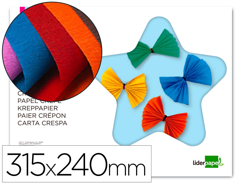 Bloc Trabajos Manuales Liderpapel Crespon 240x315mm 10 Hojas Colores Surtidos