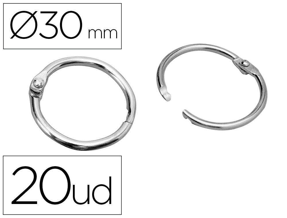 Anilla Bisagra Liderpapel Niquelada N.2 Diametro 30 mm Caja de 20 Unidades