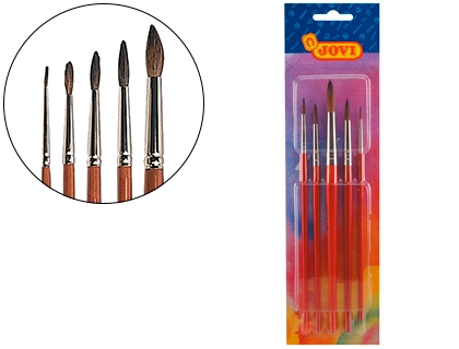 Pinceles Acuarela Jovi Blister de 5 Unidades Surtidas
