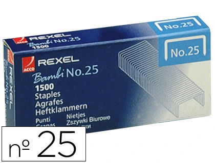 Grapas Rexel Nº25 21/4 Caja de 1500 Unidades