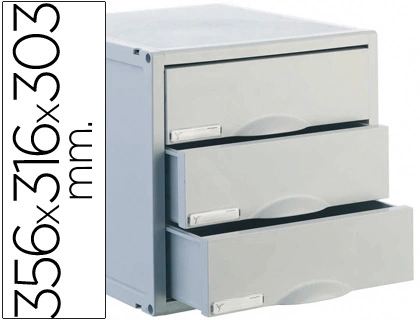 Fichero Cajones de Sobremesa Archisystem 356x316x303 mm 3 Cajones Color Gris