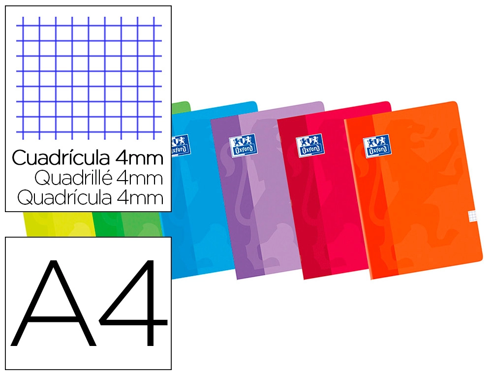 Libreta Escolar Oxford 48 h DIN A4 Cuadro 4 mm
