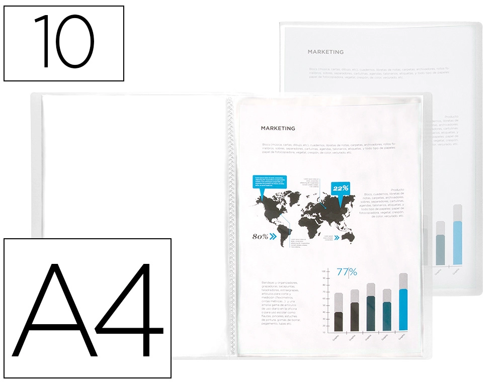 Carpeta Liderpapel Escaparate 47484 10 Fundas Polipropileno Traslucida DIN A4 Transparente