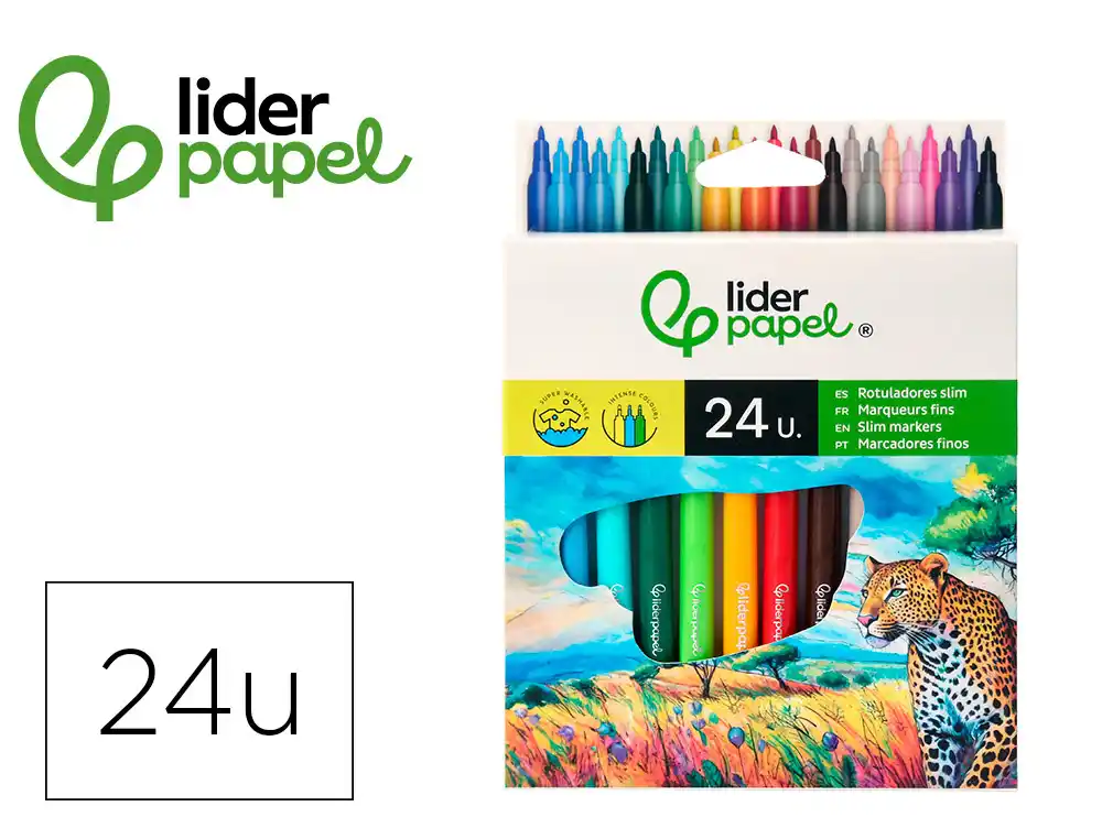 Rotulador Liderpapel Slim Caja de 24 Unidades Colores Surtidos