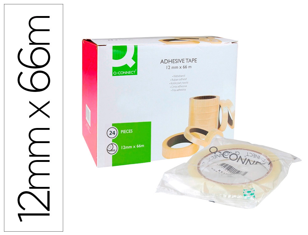 Cinta Adhesiva Q-Connect Transparente 66 mt x 12 mm Encelofanada