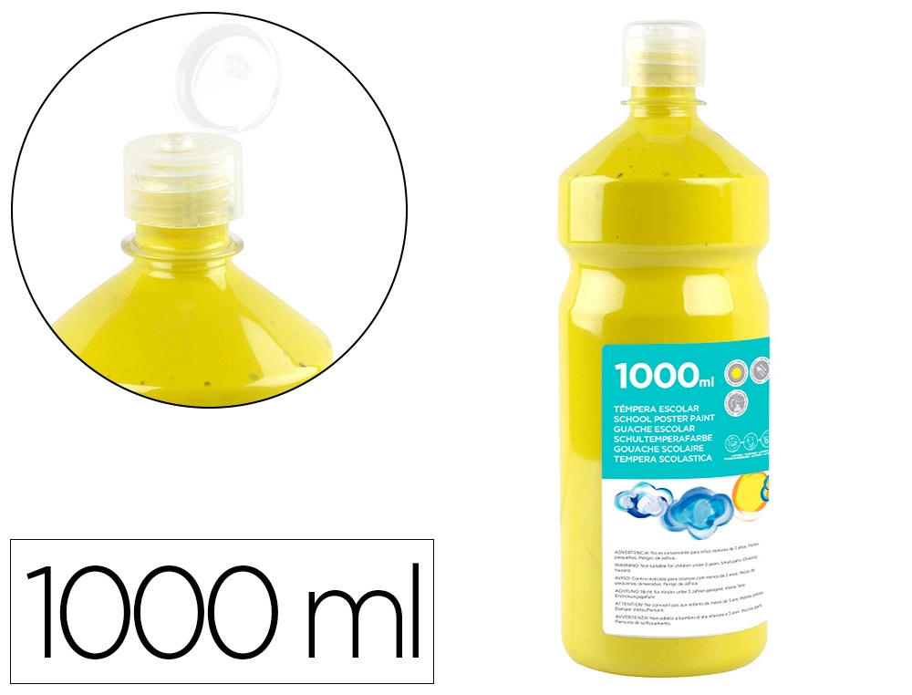 Tempera Liquida Liderpapel Escolar 1000 ml Amarillo Limon