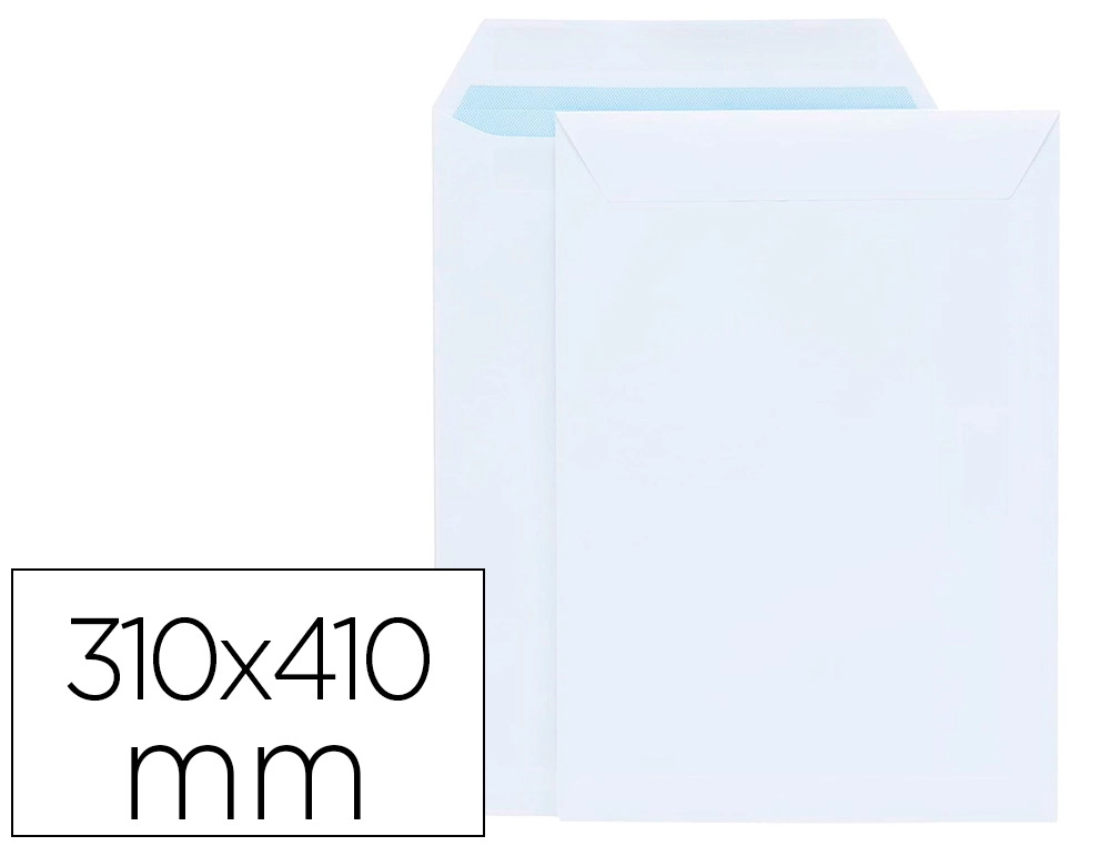 Sobre Liderpapel Bolsa Blanco 310x410 mm Solapa Tira de Silicona Papel Offset 100 gr Caja de 250 Unidades