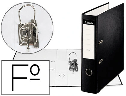 Archivador de Palanca Esselte Carton Forrado PVC Folio Lomo de 75 mm con Rado Negro